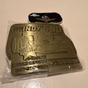 Indy 500 Pit Badge Belt Buckle 2024 Limited Edition Bronze Johnny Rutherford